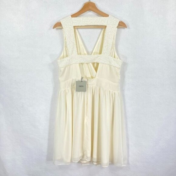 Asos Sequin Sleeveless Dress V-Neck Cut Out Back Fairy Coquette Feminine NWT - Picture 5 of 10